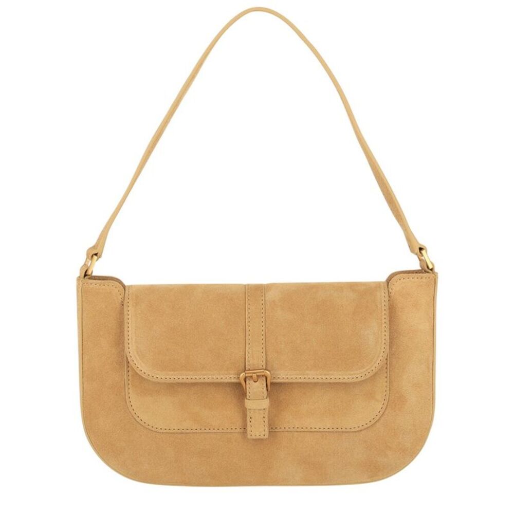 By Far Miranda Suede Leather Shoulder Bag, Beige